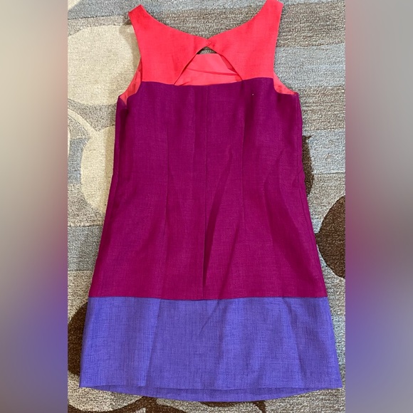 Oleg Cassini Woven Color Block Sleeveless Mini Shift Dress - Picture 6 of 9